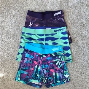 Nike pro spandex workout shorts (bundle of 3!)